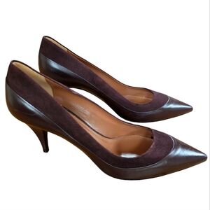 Sportmax Dark Brown Pointed Toe Suede & Leather Heels